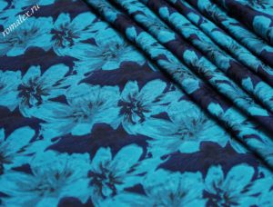 Ткань для пиджака Жаккард тафта «АЗАЛИЯ» цвет васильковый
