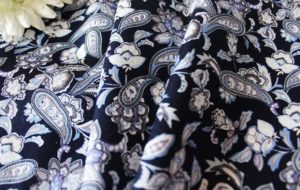 Ткань для пэчворка Поплин Пейсли цвет темно-синий